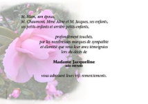 Faire-part décès -deuil- remerciement Fleur Rose Remerciement Décès
